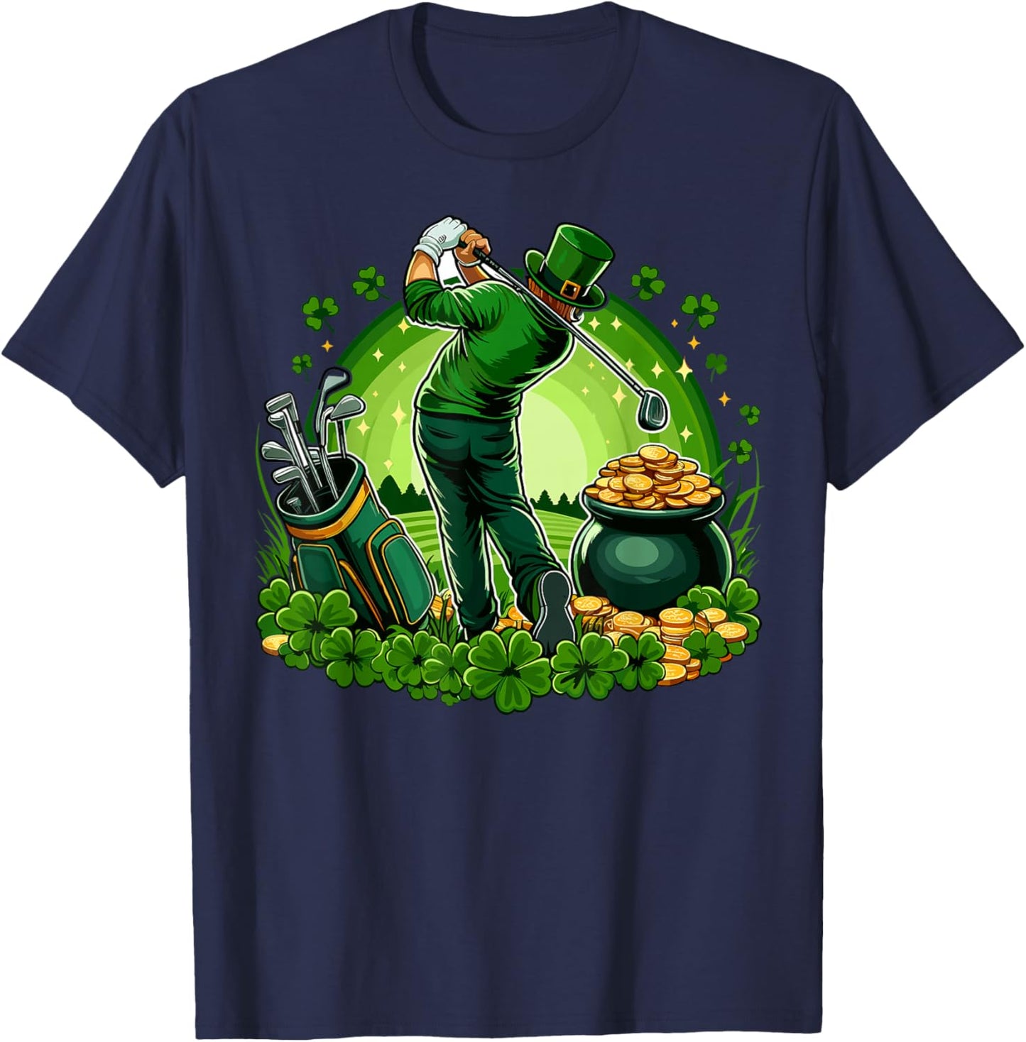 St Paddys Day Golf Men St Patty's Day Golf Golfing Golfer T-Shirt - T-Shirt | Navy