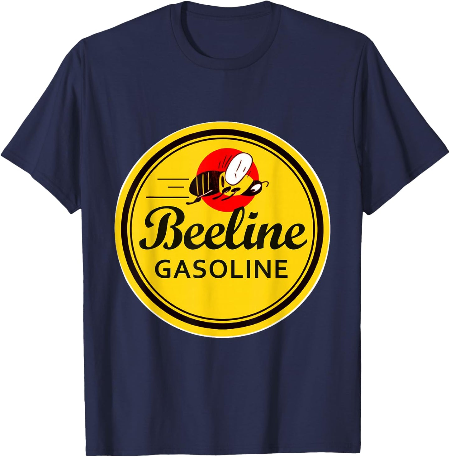 Retro Vintage Gas Station Beeline Gasoline Motor Oil Sign T-Shirt - T-Shirt | Navy
