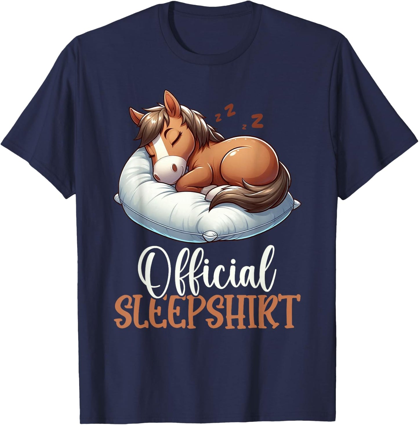 Official Horse Nap Pyjamas , Black, S T-Shirt - T-Shirt | Navy