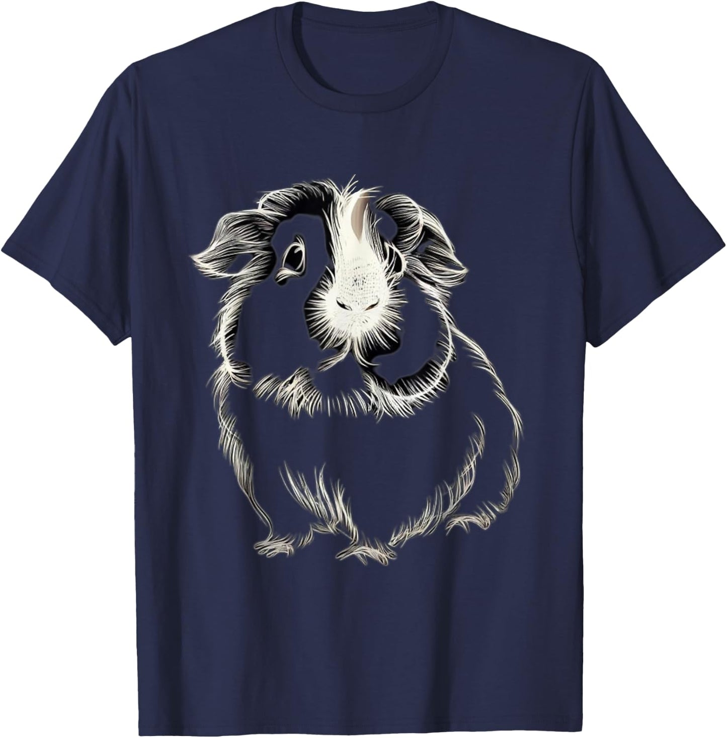 Adorable Meerschweinchen-Linienzeichnung, niedliches , black T-Shirt - T-Shirt | Navy