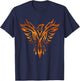 Fire & Flames Phoenix Mythical Bird Rising Born Again T-Shirt - T-Shirt | Navy