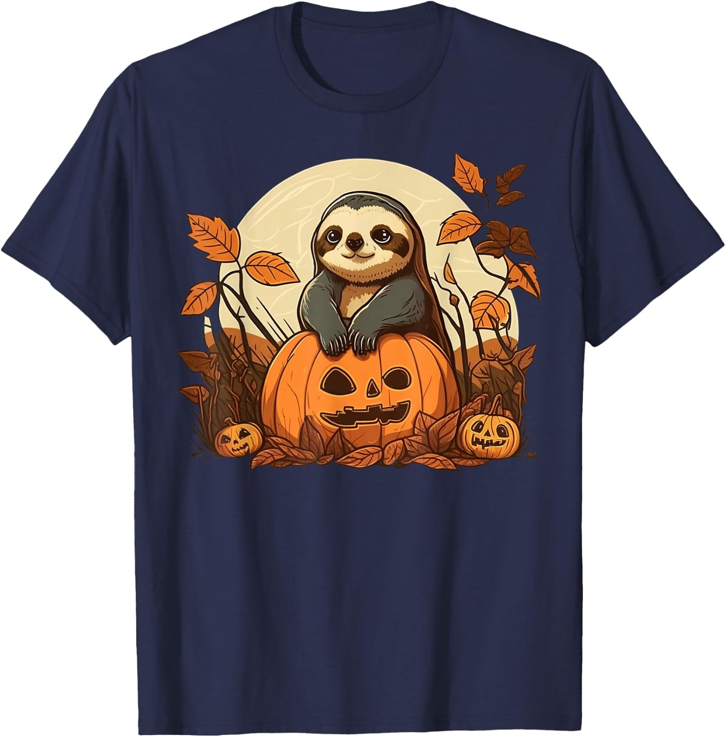 Pumpkin Sloth costume on Sloth Halloween T-Shirt - T-Shirt | Navy