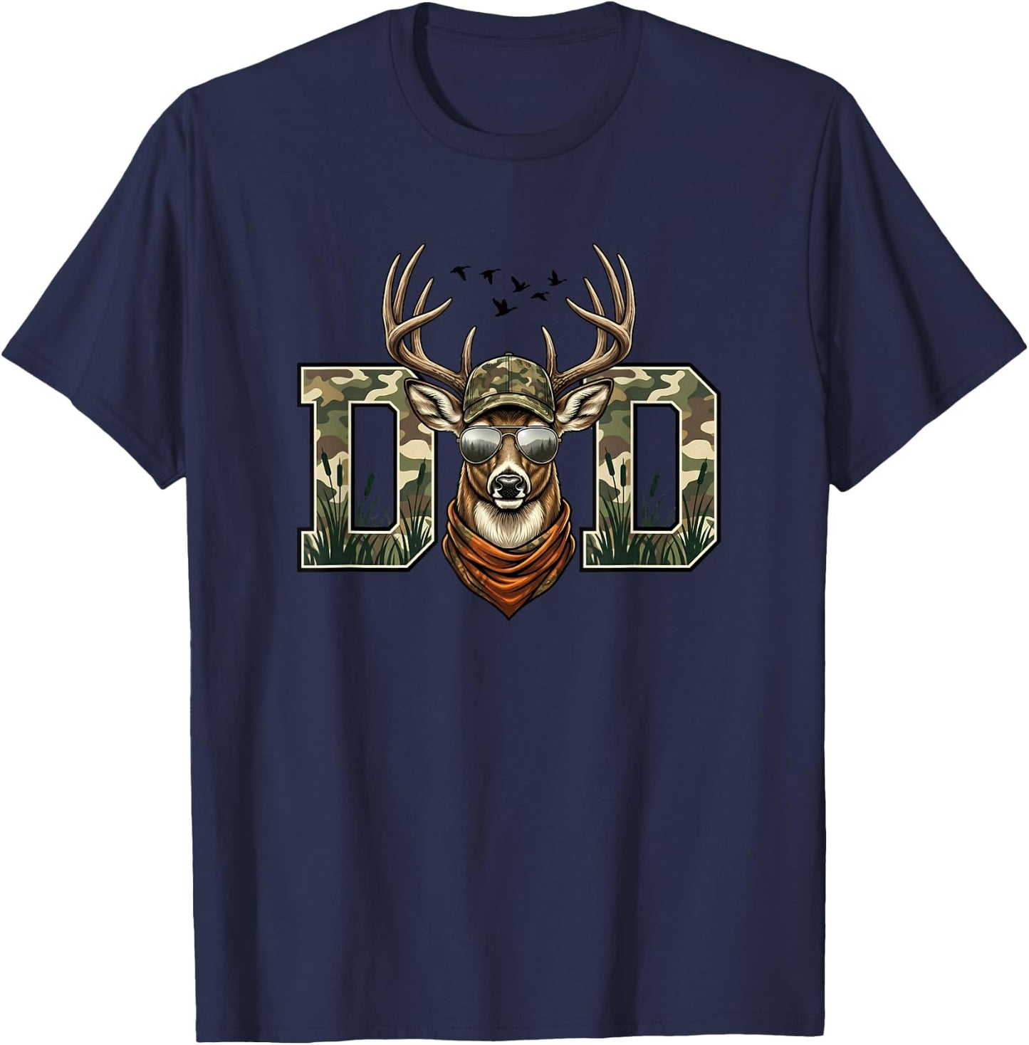 Camo Hunting Deer Dad T-Shirt - T-Shirt | Navy