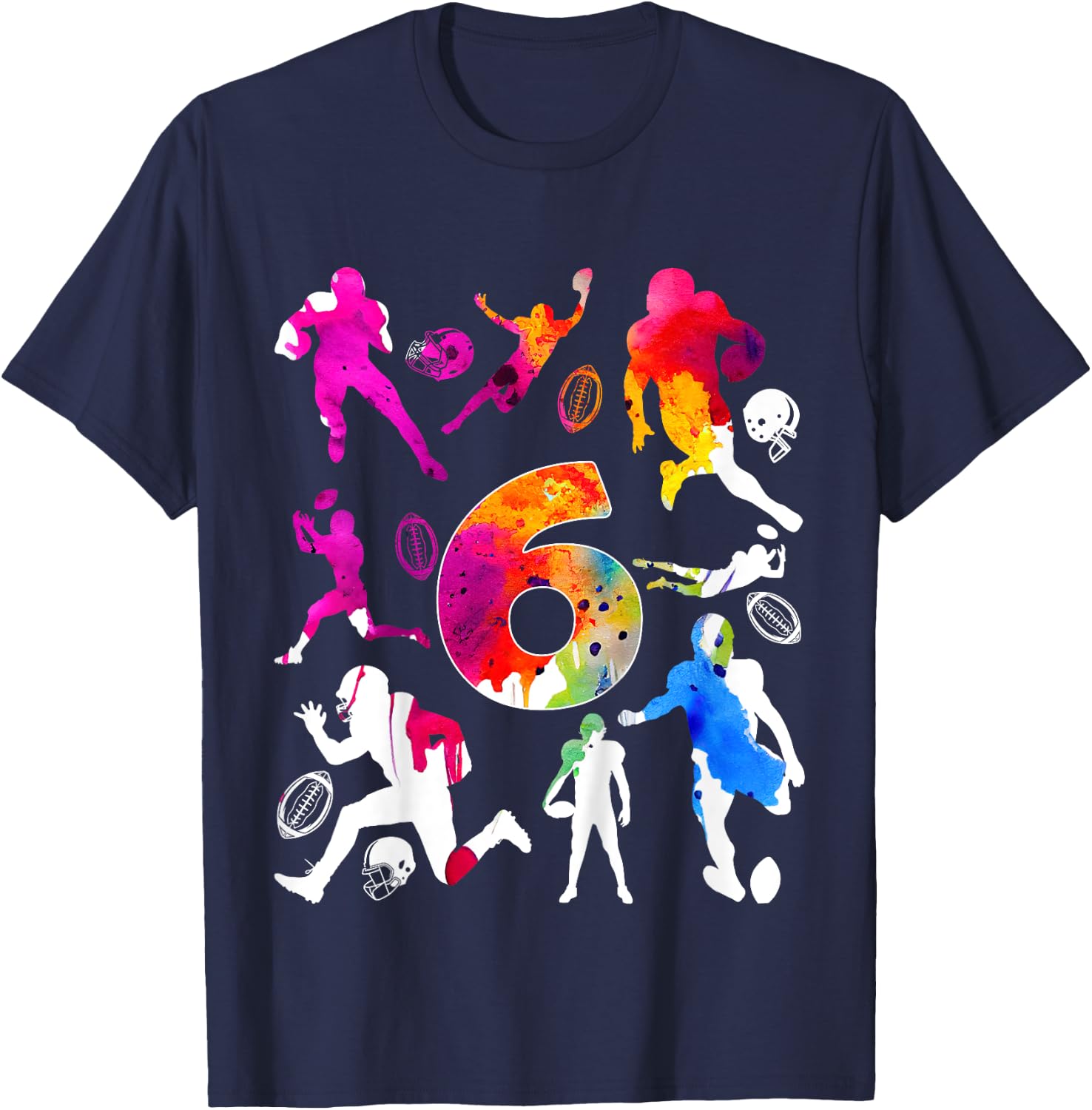 Kids NUMBER 6 YEARS FOOTBALL 6TH BIRTHDAY T-Shirt - T-Shirt | Navy