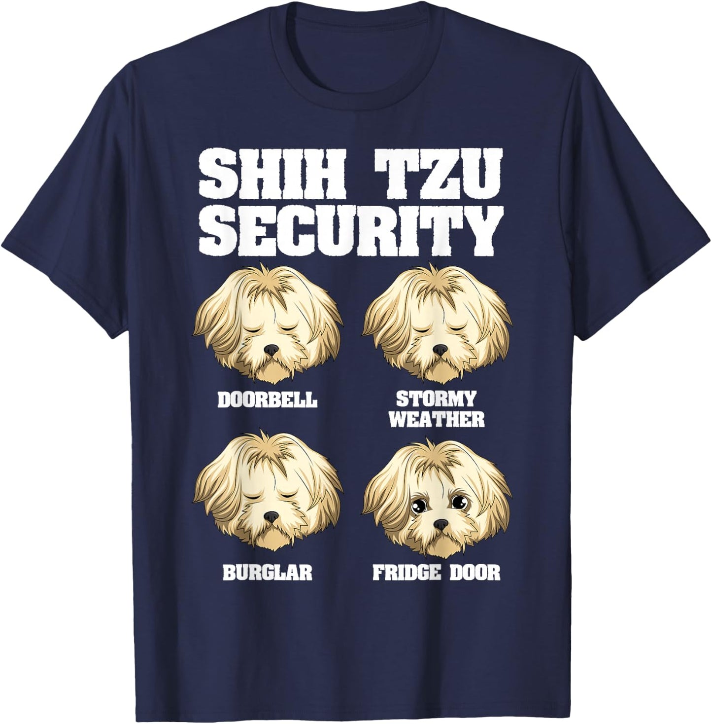 Funny Shih Tzu Security Fridge Door T-Shirt - T-Shirt | Navy