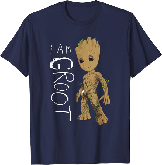 Guardians Of The Galaxy Vol.2 I Am Groot Scribbles , black T-Shirt - T-Shirt | Navy