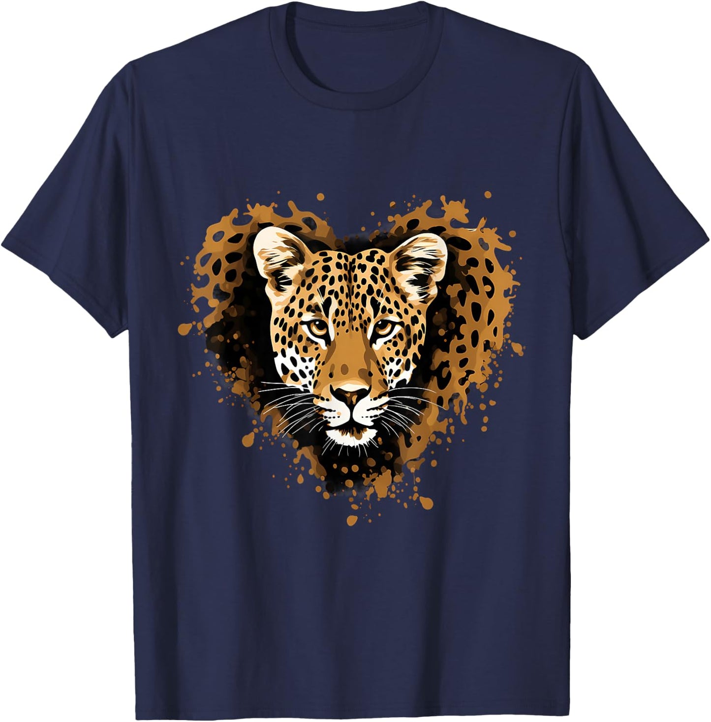 Leopard Heart Animal Art Savanna Nature Artwork Wildlife T-Shirt - T-Shirt | Navy