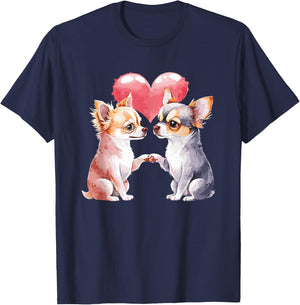 Valentines Chihuahua Chihuahuas Chi , Black, S T-Shirt - T-Shirt | Navy
