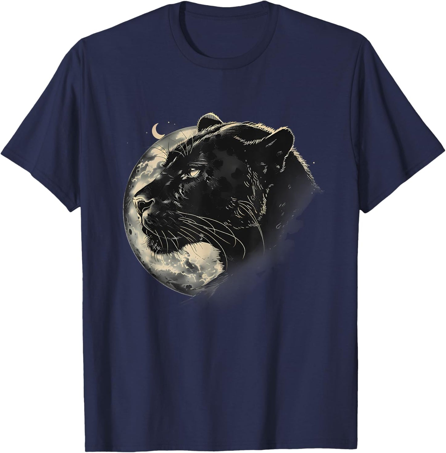 Panther Nature Jungle Motif Wildlife Moon Panther Lover T-Shirt - T-Shirt | Navy