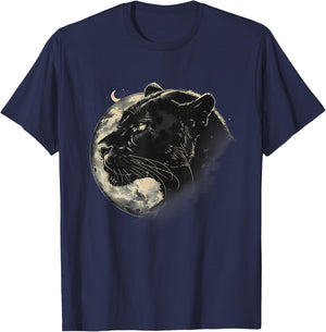 Panther Nature Jungle Motif Wildlife Moon Panther Lover T-Shirt - T-Shirt | Navy