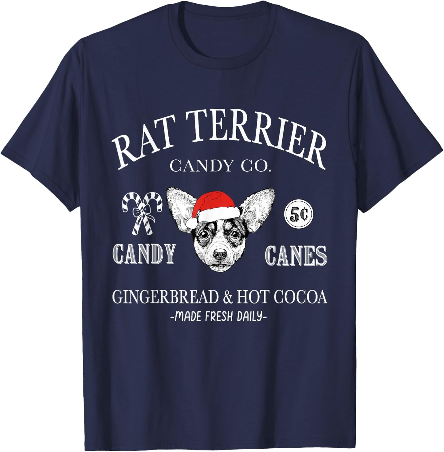 Funny Santa Rat Terrier Mom Christmas Vintage Holiday T-Shirt - T-Shirt | Navy