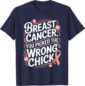 Cancer Awareness Picked A Wrong Chick Breast Cancer T-Shirt - T-Shirt | Navy