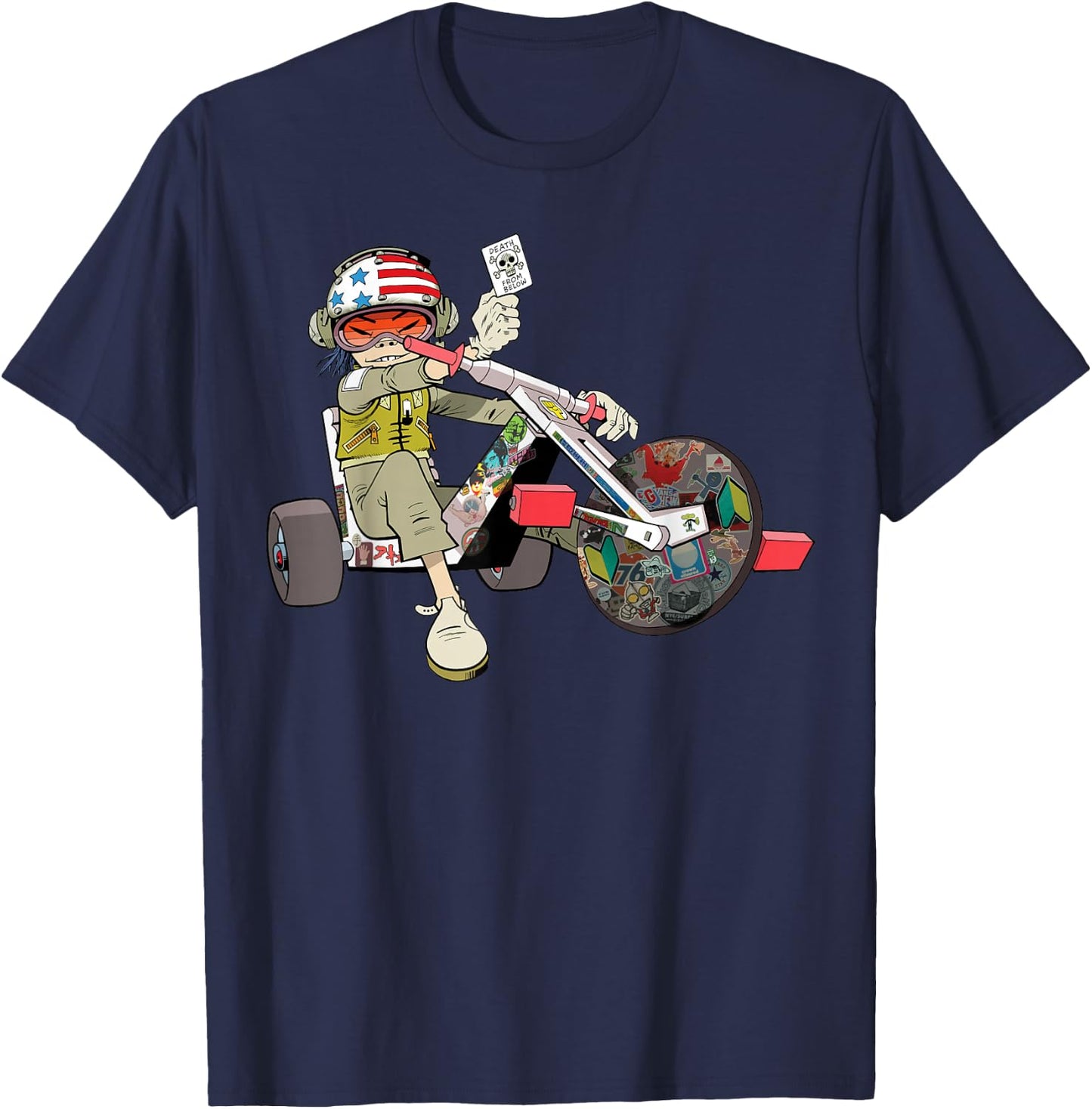 Gorillaz Men's Noodles Trike , Black, Small T-Shirt - T-Shirt | Navy