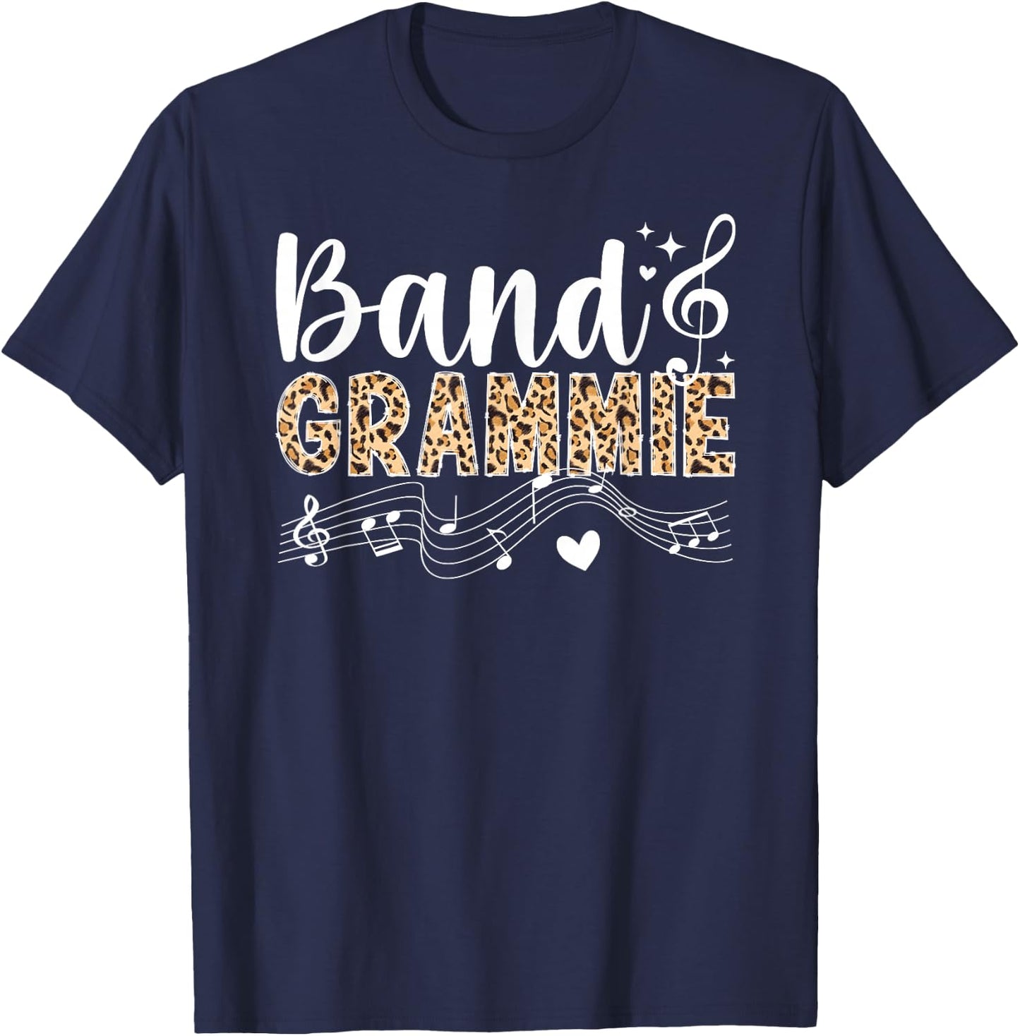 Band Grammie Leopard Marching Band Grammie Grandma T-Shirt - T-Shirt | Navy