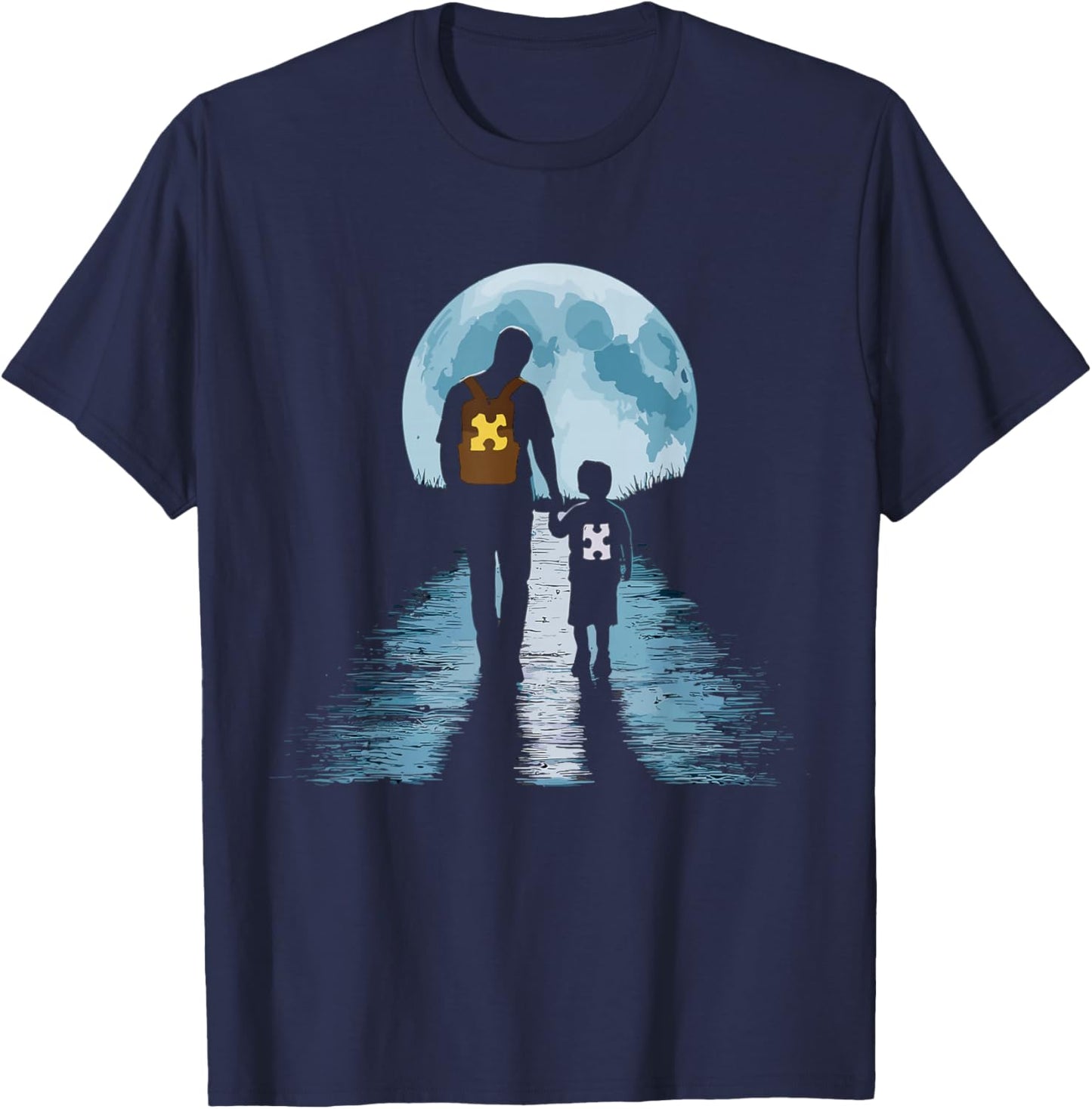 Proud Autism Dad Father and Son Autism T-Shirt - T-Shirt | Navy