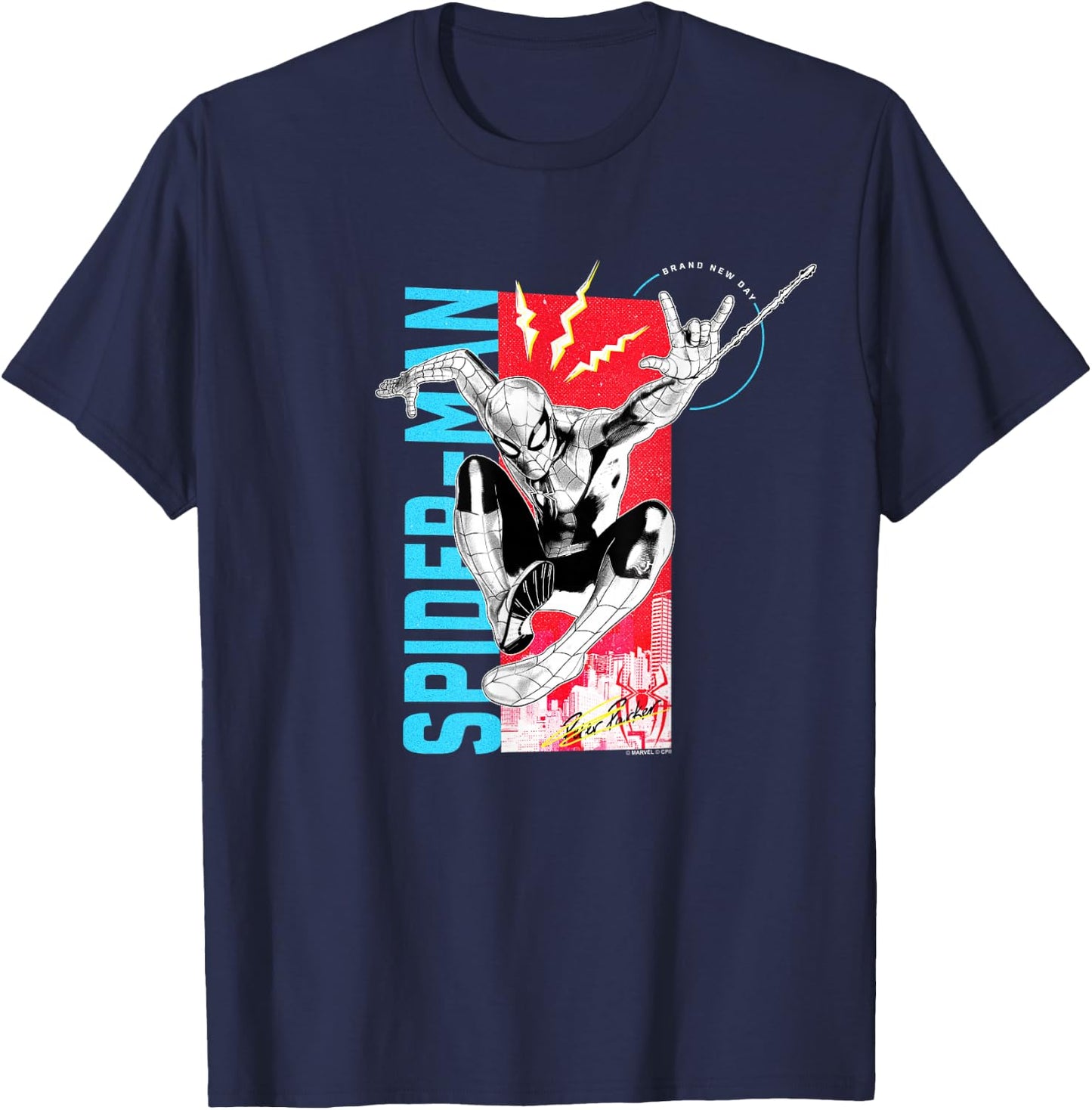 Marvel Spider-Man: New Day Spidey Sense Comic Panel T-Shirt - T-Shirt | Navy