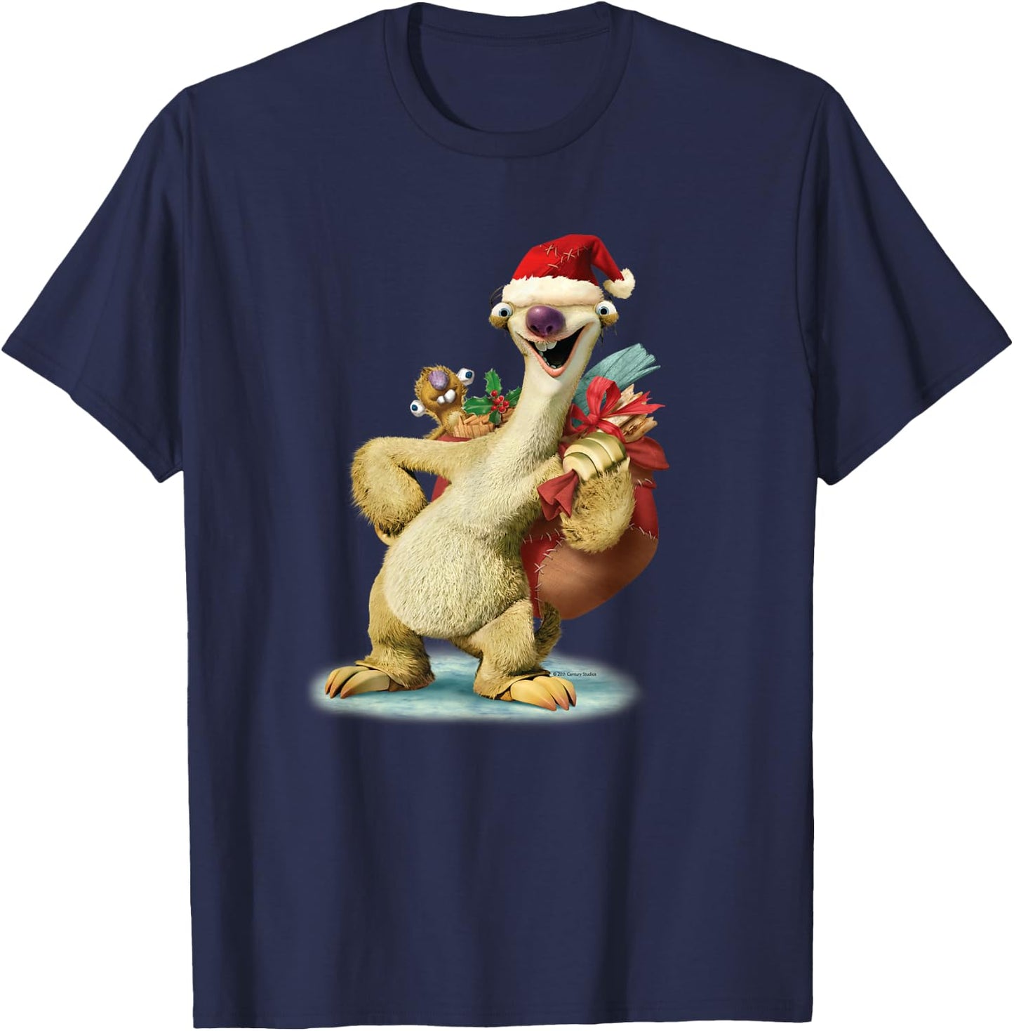 Ice Age Sid Prehistoric Santa for Christmas Holiday T-Shirt - T-Shirt | Navy