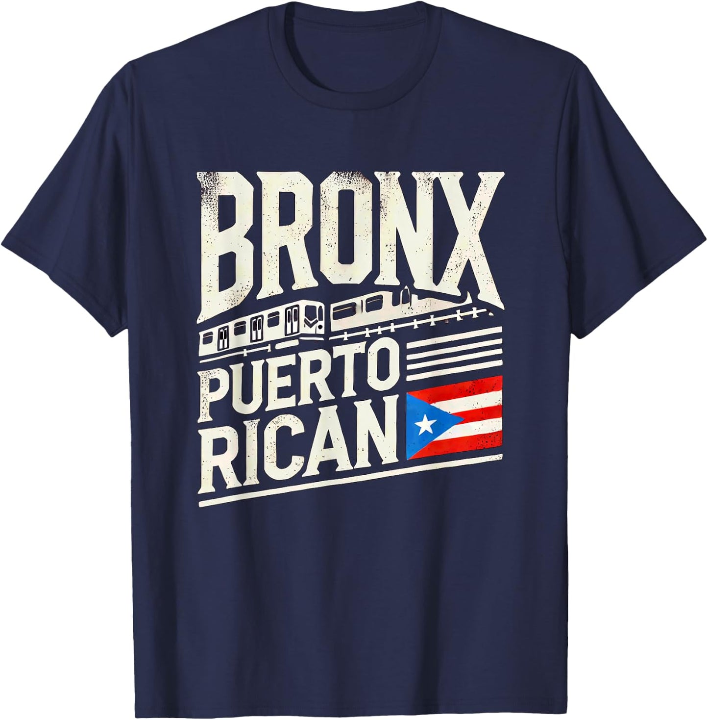 Bronx Puerto Rican Puerto Rico Flag NYC Train Subway Car Fun T-Shirt - T-Shirt | Navy