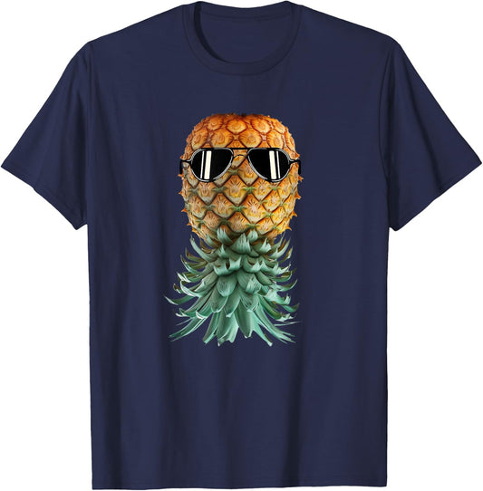Matching Wife & Husband Upside Down Pineapple T-Shirt - T-Shirt | Navy