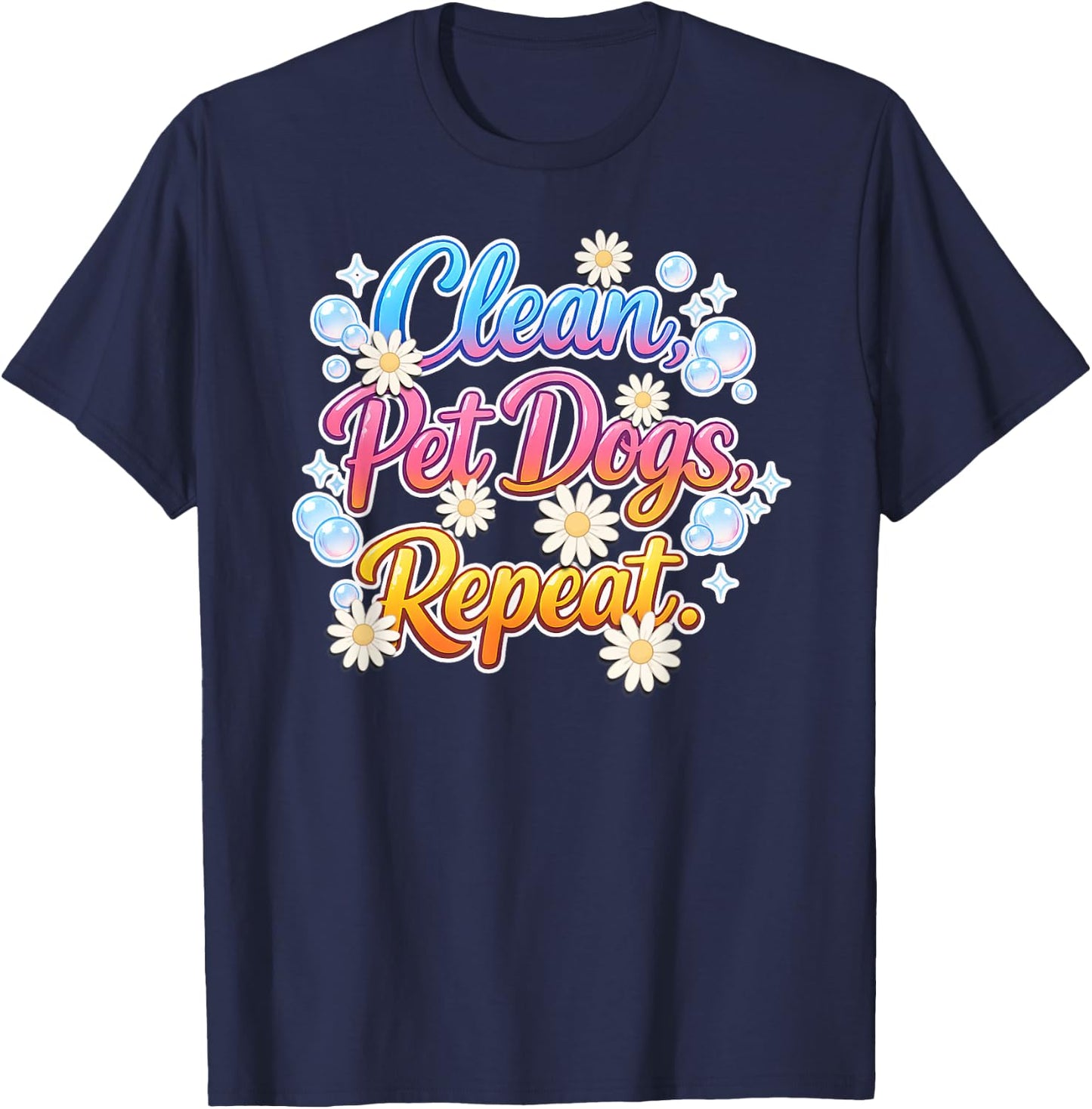 Cute Dog Cleaning T-Shirt - T-Shirt | Navy