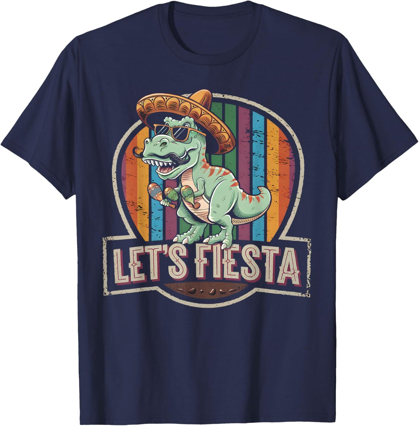 Let's Fiesta Mexican Dino Trex Cinco De Mayo Toddler Boys T-Shirt - T-Shirt | Navy