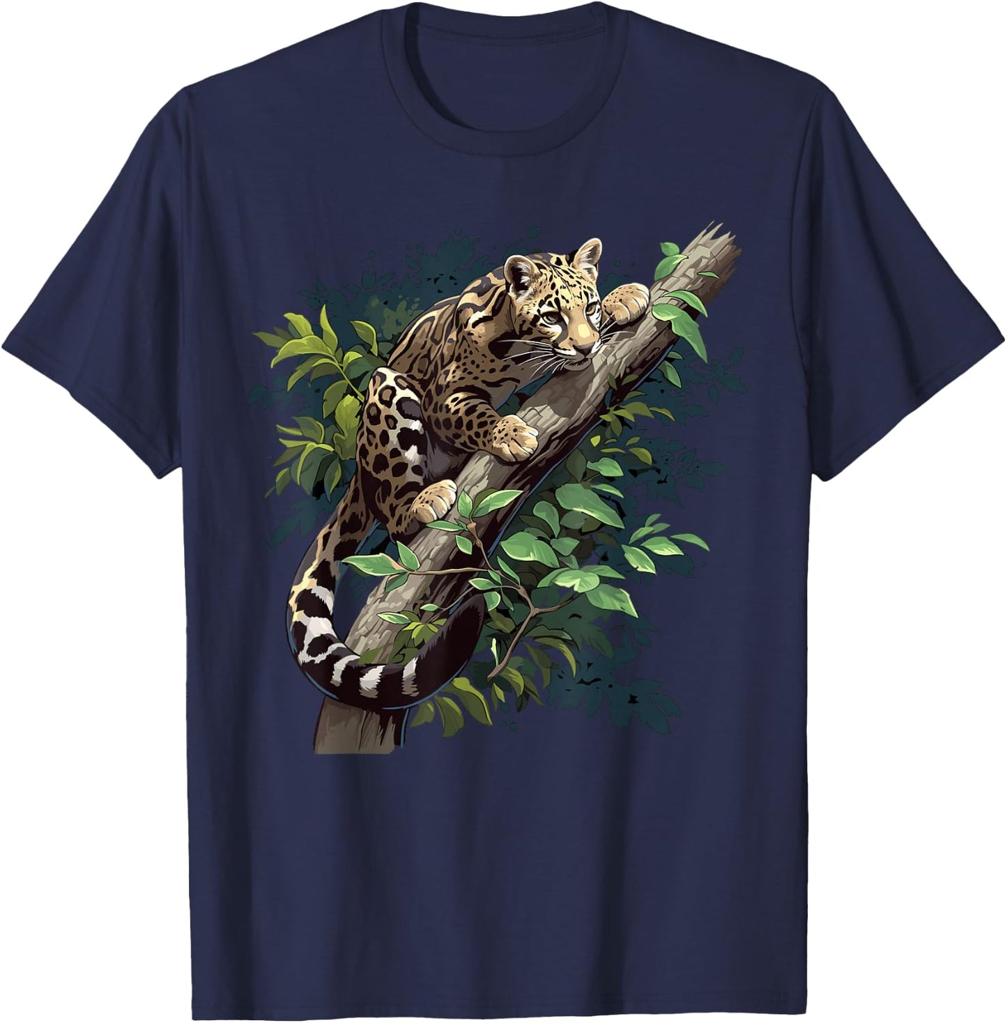 Clouded Leopard Fog Leather , black T-Shirt - T-Shirt | Navy
