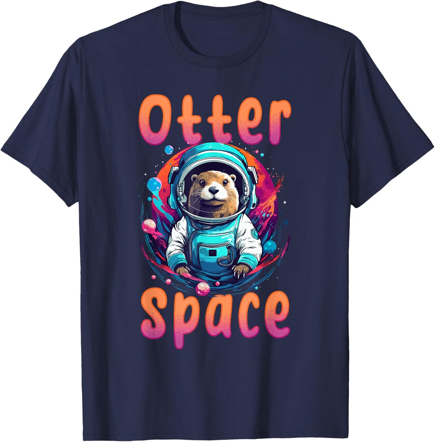 Otter Animal Kids & Adult - Otter Space T-Shirt - T-Shirt | Navy