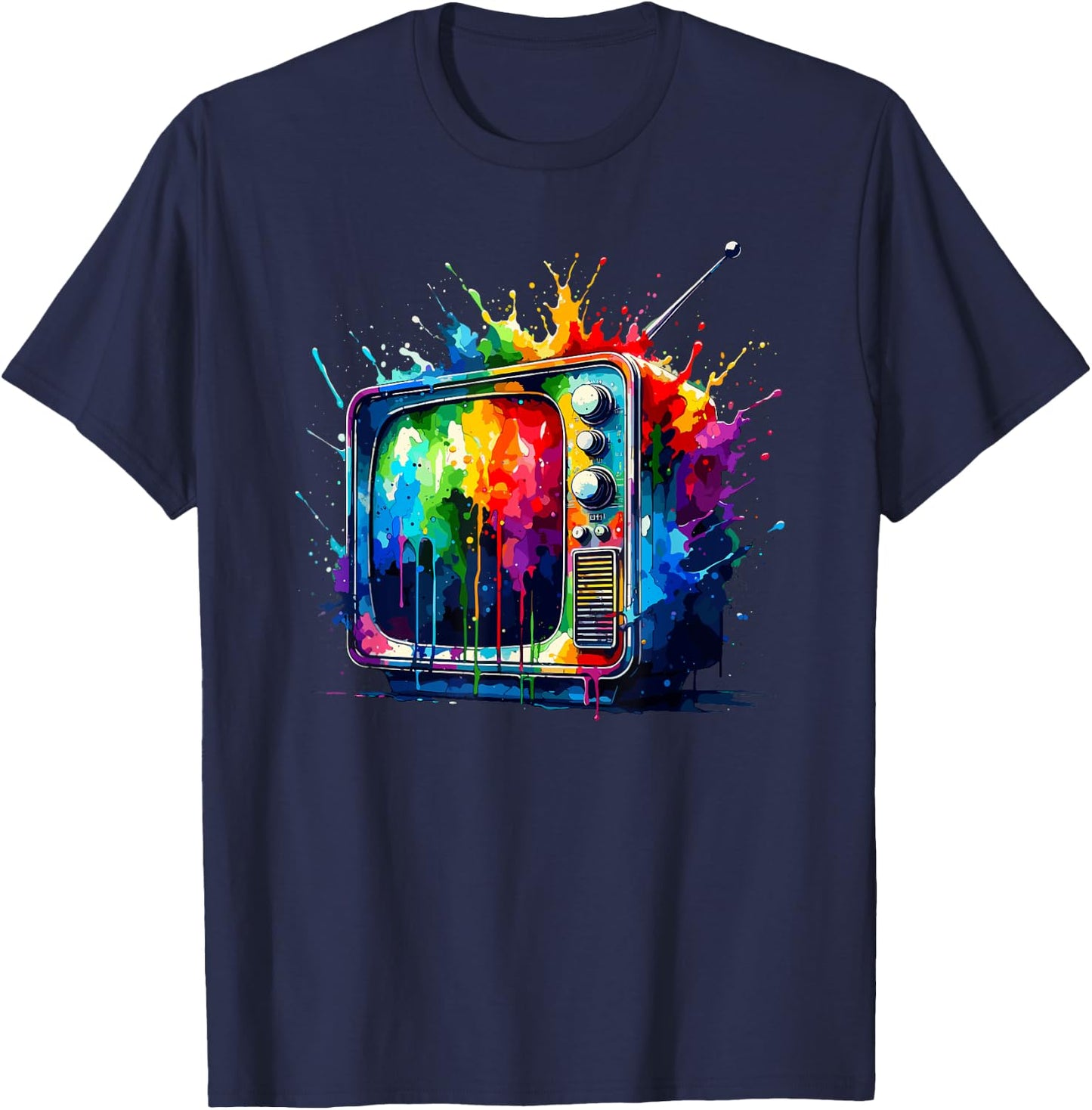 Splash Art Television Vintage TV Retro 70s 80s T-Shirt - T-Shirt | Navy
