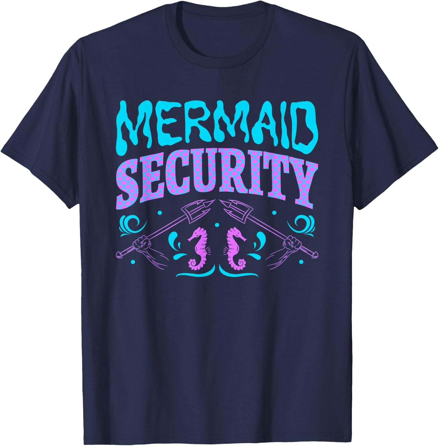 Mermaid Man Costume Birthday Party Outfit Mermaid Security T-Shirt - T-Shirt | Navy