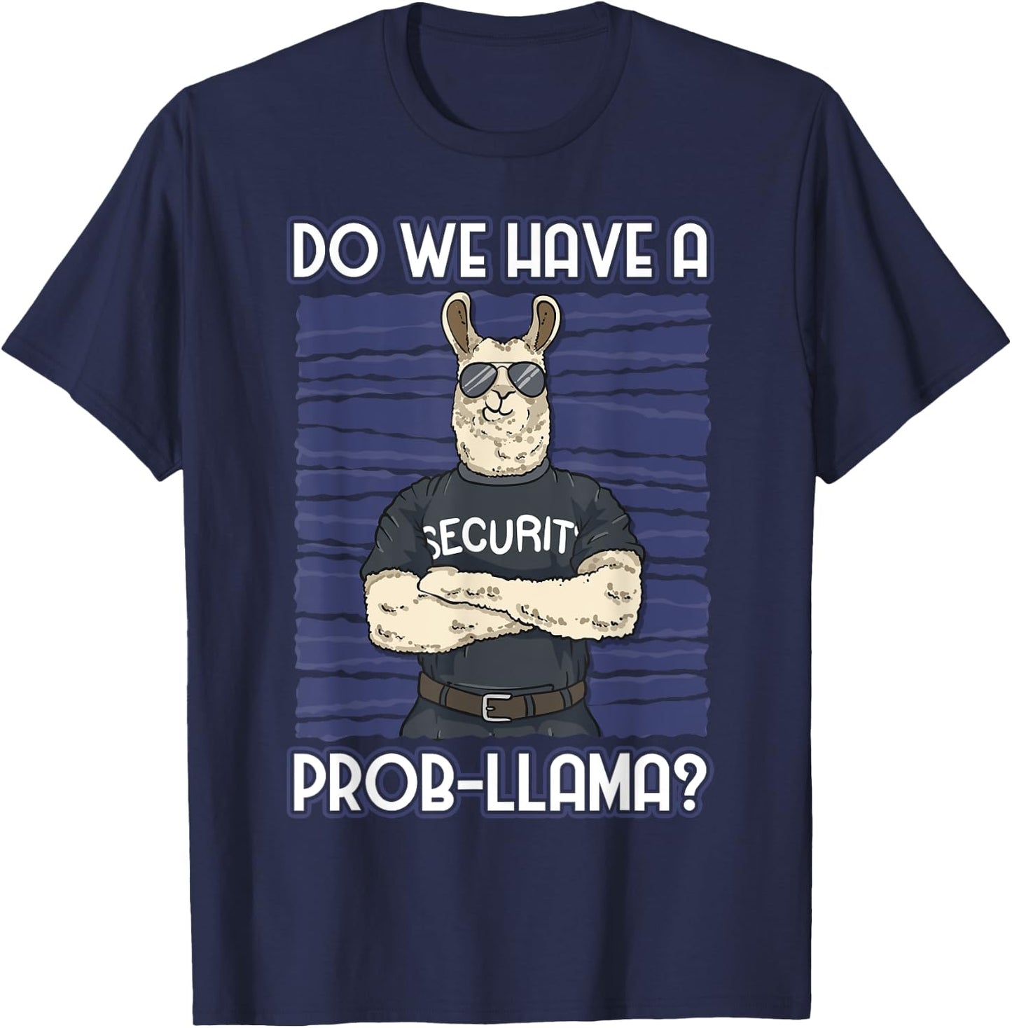 Funny Bouncer -Adults Security Guard Alpaca , Black, Small, Short Sleeve T-Shirt - T-Shirt | Navy