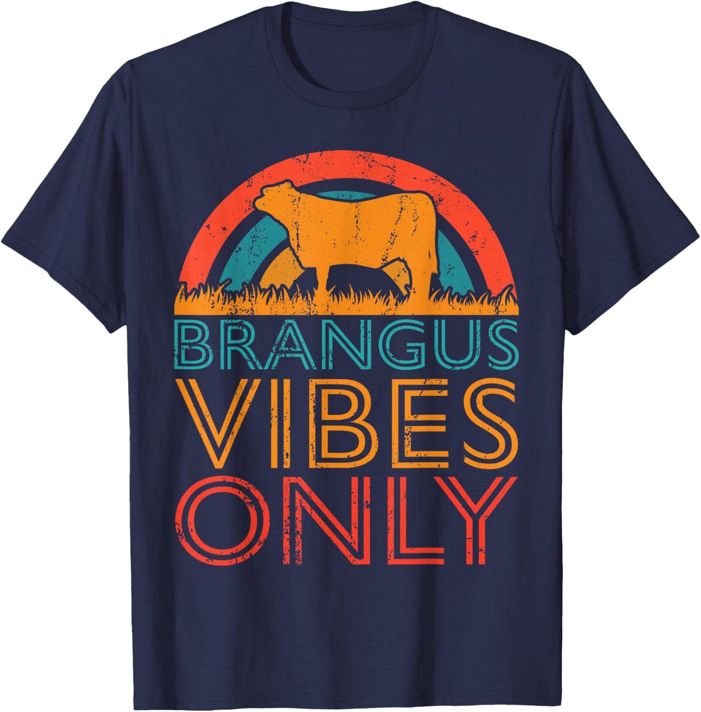 Cow Vibes Only - Cow Breeder Brangus Cattle Farmer T-Shirt - T-Shirt | Navy
