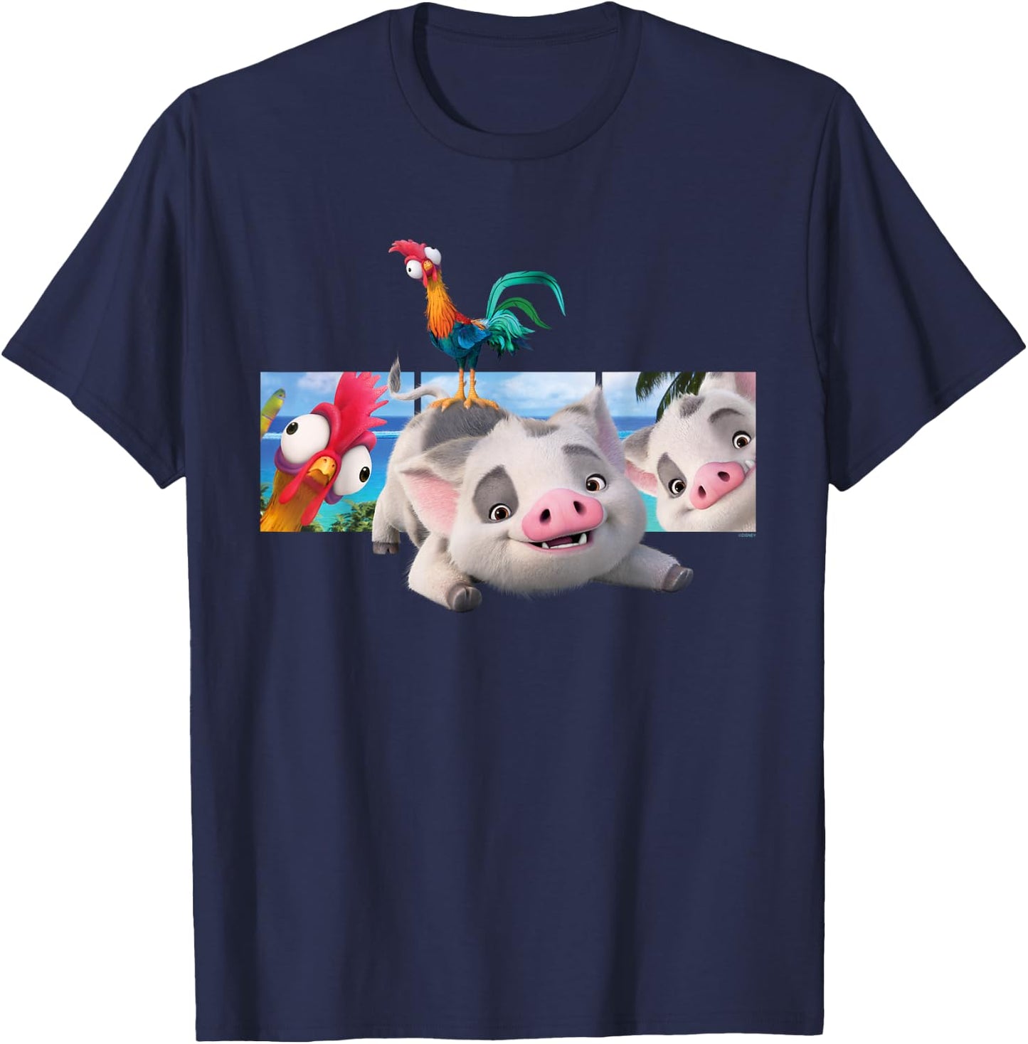 Disney Moana 2 Best Beach Friends Pua and Heihei , Black, S T-Shirt - T-Shirt | Navy
