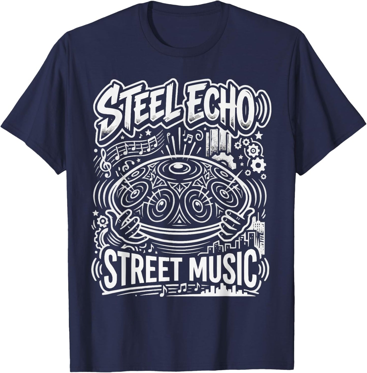 Handpan Player Steel Percussion Instrument Musician T-Shirt - T-Shirt | Navy