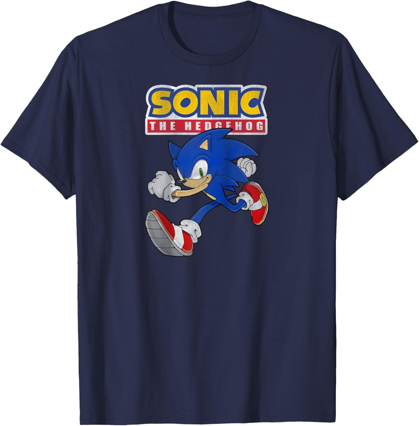 Sonic The Hedgehog Running Sonic Cool Portrait Vintage Raglan Baseball T-Shirt - T-Shirt | Navy
