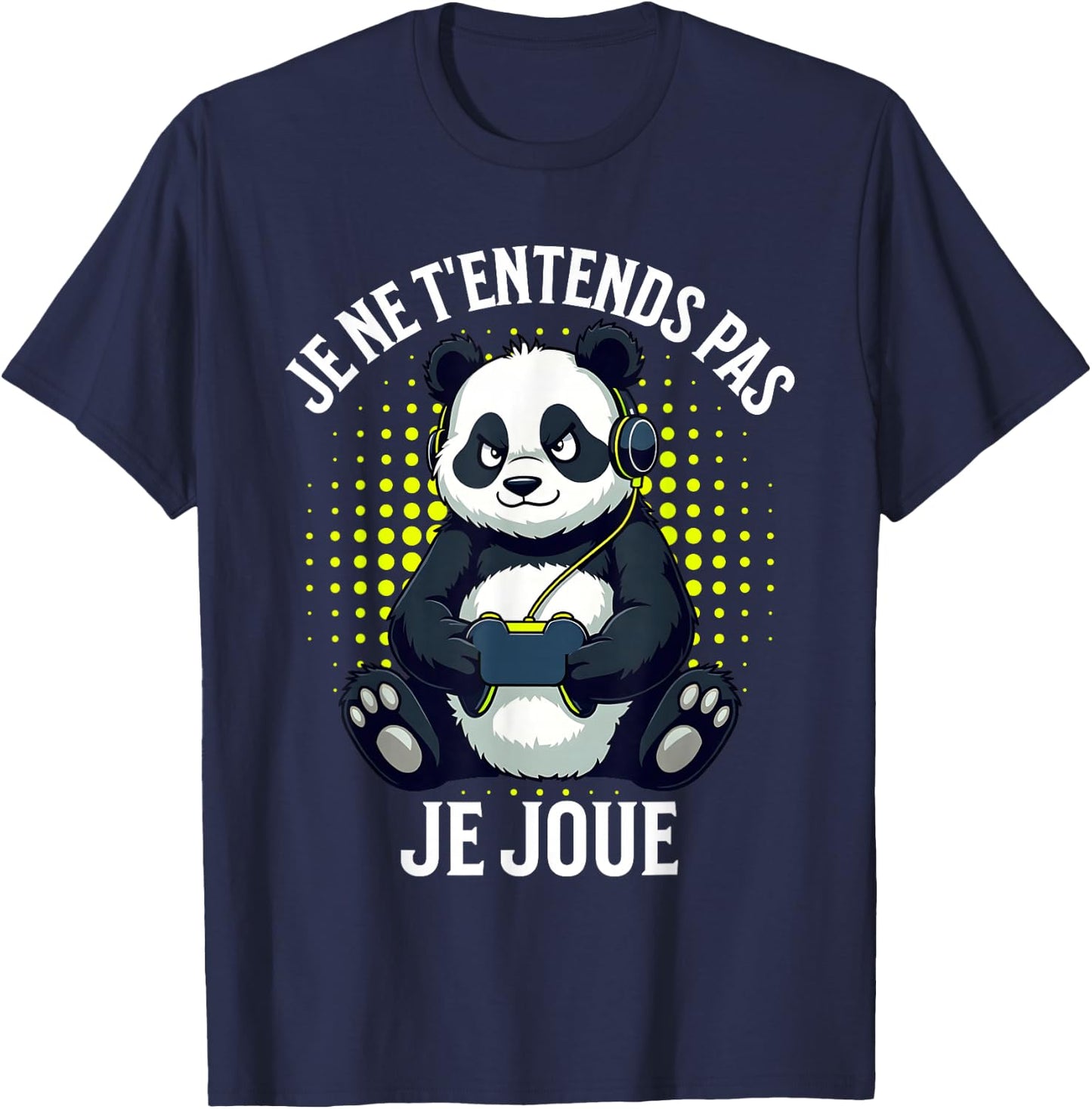 video games panda gaming boy gamer , Black, S T-Shirt - T-Shirt | Navy