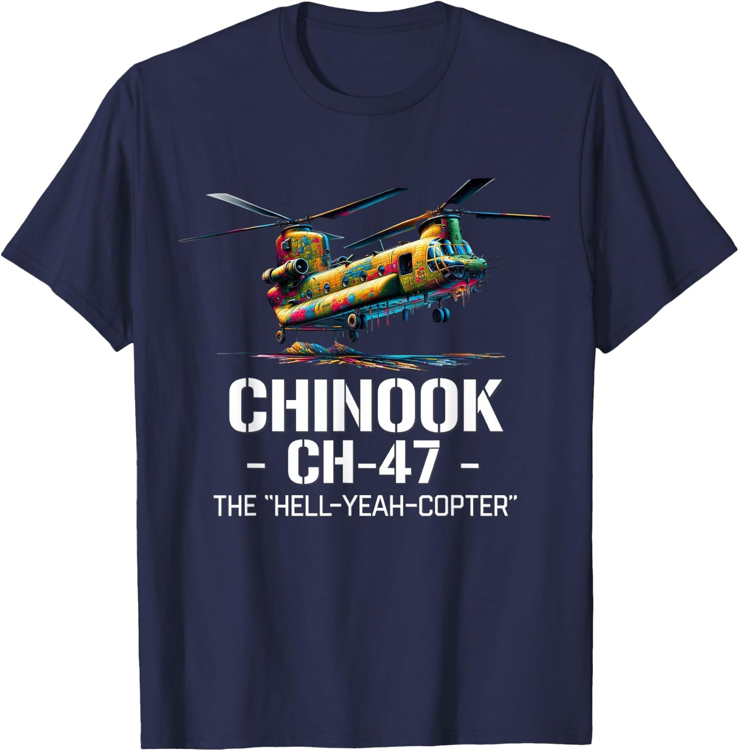 Military Aircraft Aviation Designs Vintage CH-47 Chinook Military Helicopter - Black - Men's -Adults - Small - Short Sleeve T-Shirt - T-Shirt | Navy