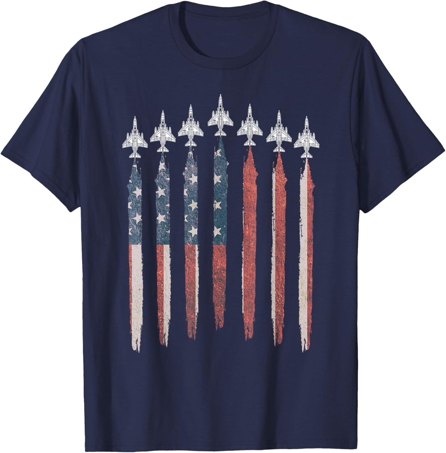 F4 Phantom Fighter Jet USA Flag Airplane F-4 4th of July T-Shirt - T-Shirt | Navy