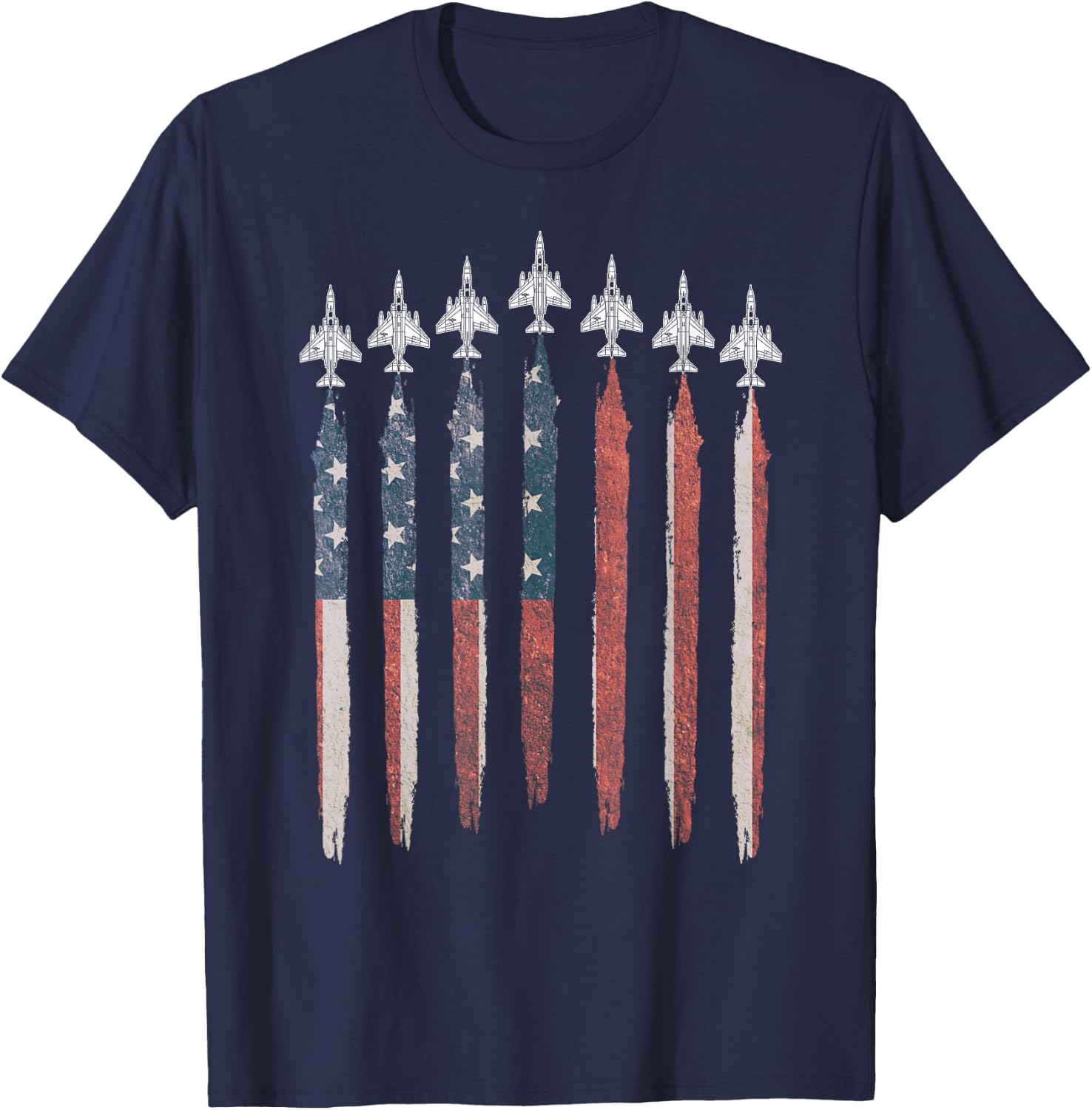F4 Phantom Fighter Jet USA Flag Airplane F-4 4th of July T-Shirt - T-Shirt | Navy