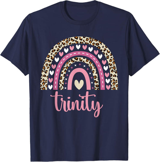 Trinity Rainbow Leopard Personalized Trinity Birthday T-Shirt - T-Shirt | Navy