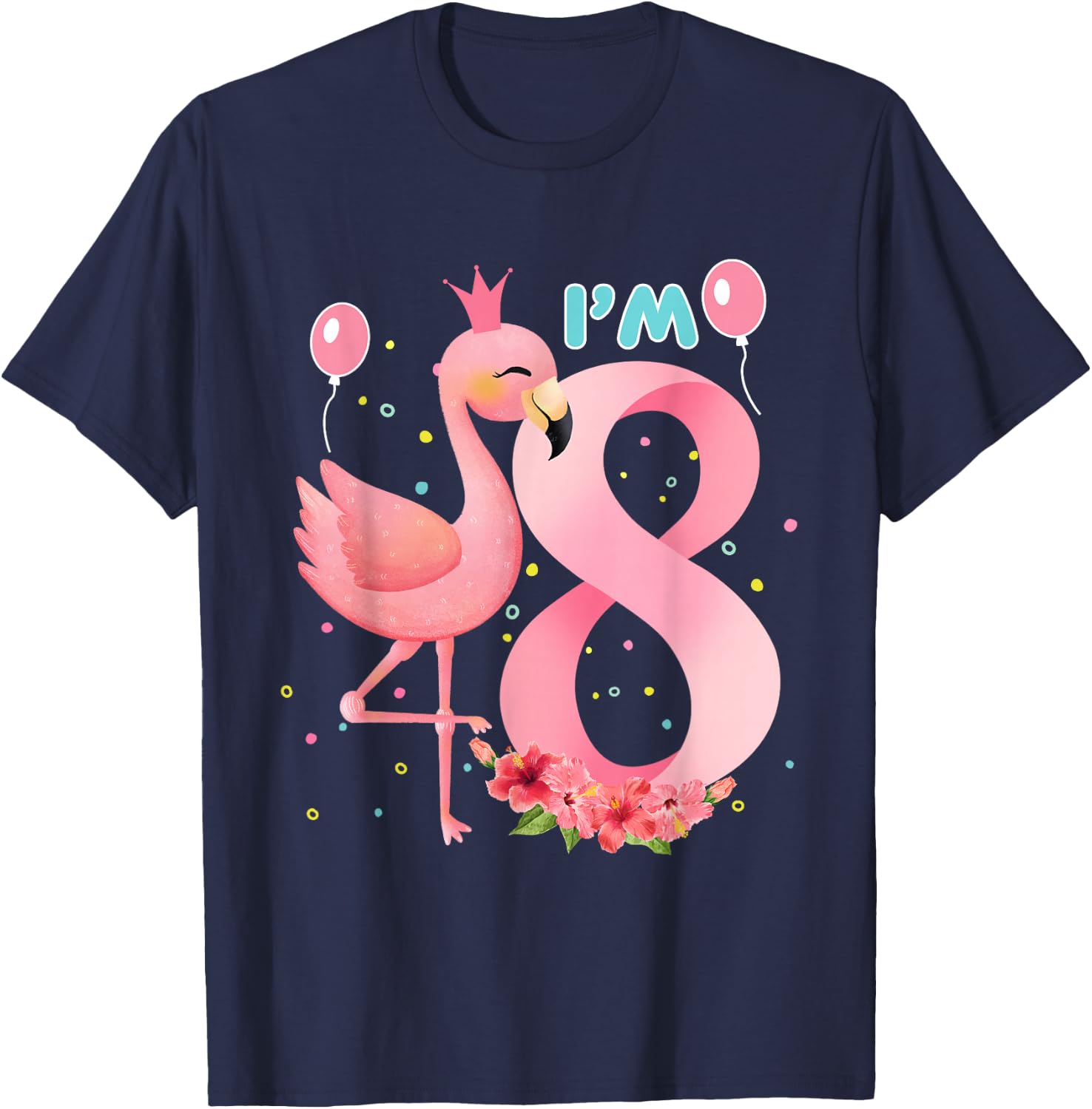 Flamingo 8th Birthday girl flamingo girls 8 year old T-Shirt - T-Shirt | Navy