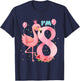 Flamingo 8th Birthday girl flamingo girls 8 year old T-Shirt - T-Shirt | Navy