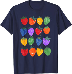 Strawberry Rainbow LGBT Lesbian Gay Bisexual Trans Pride T-Shirt - T-Shirt | Navy