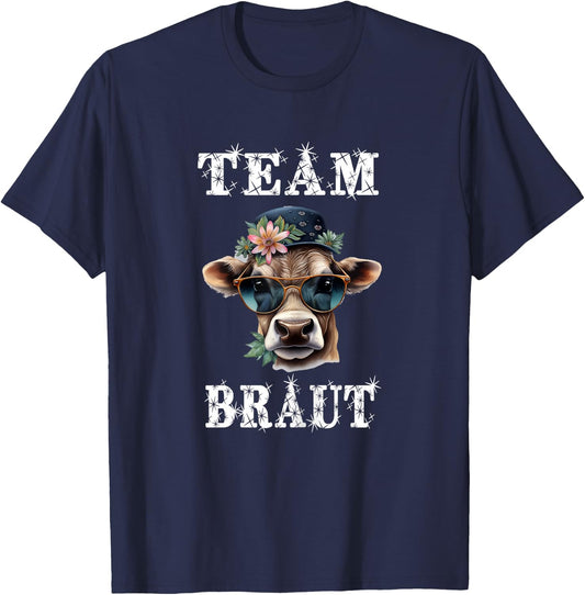 JGA Team Braut Kuh JGA Junggesellinnenabschied T-Shirt - T-Shirt | Navy