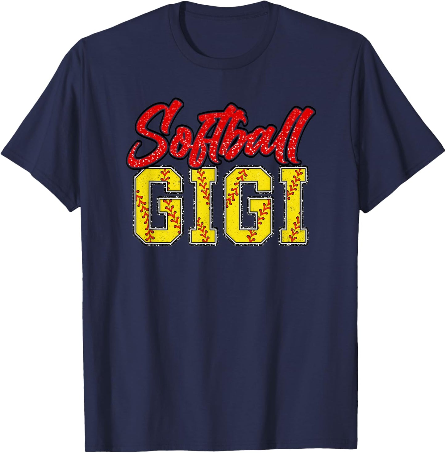 Softball Gigi Retro Groovy Loud Proud Sport Game Catcher T-Shirt - T-Shirt | Navy