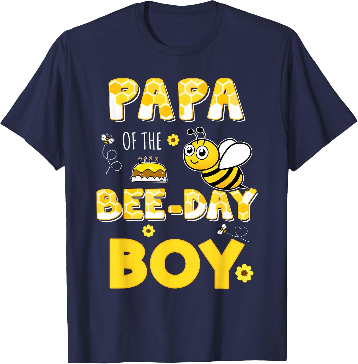 Papa Of The Bee-Day Boy Hive Party Matching Birthday Grandpa T-Shirt - T-Shirt | Navy