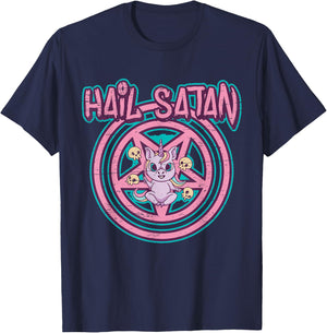 Hail Satan Death Metal Unicorn Black Dark Rock Death Metal , black T-Shirt - T-Shirt | Navy