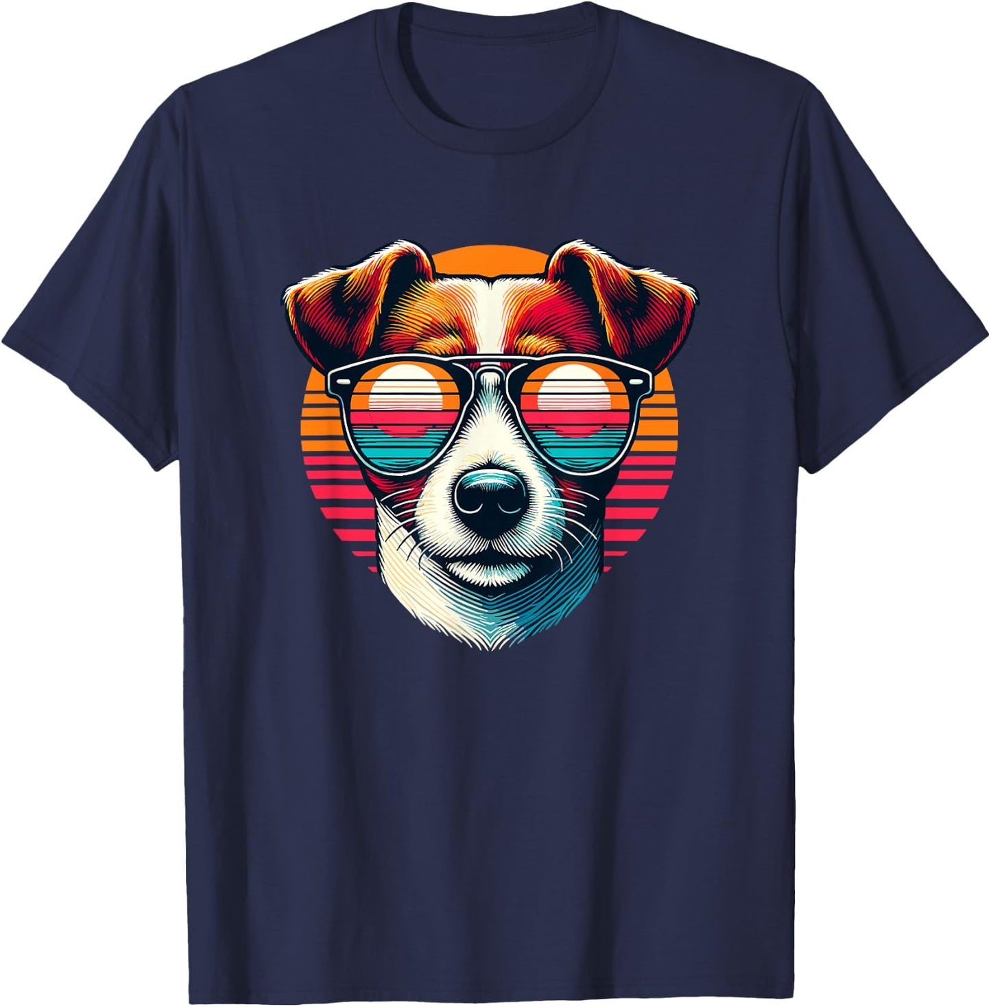 Retro Sunglasses Jack Russell Terrier Jack Russells , Black, S T-Shirt - T-Shirt | Navy