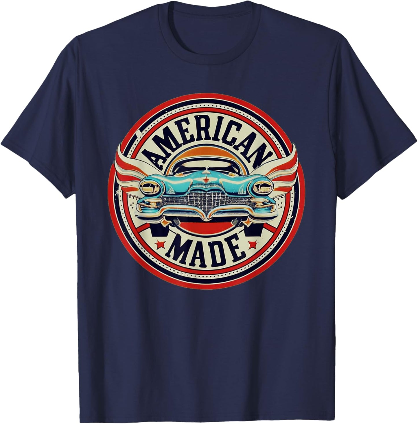 Retro Vintage Petrol Station American Made Engine Oil Car Garage T-Shirt - T-Shirt | Navy