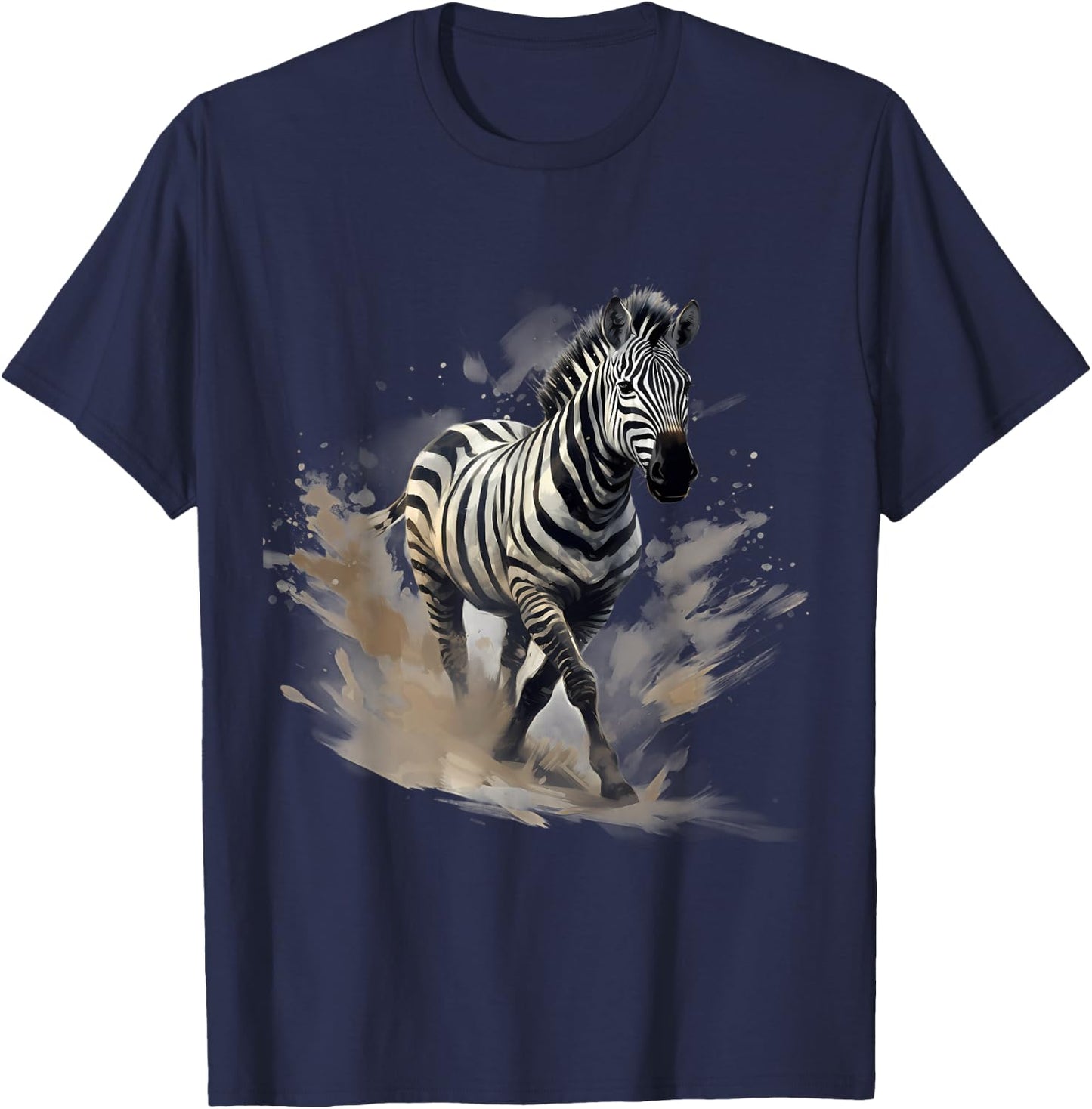 Zebra Drawing Splash Wildlife Safari African Animal Lovers T-Shirt - T-Shirt | Navy