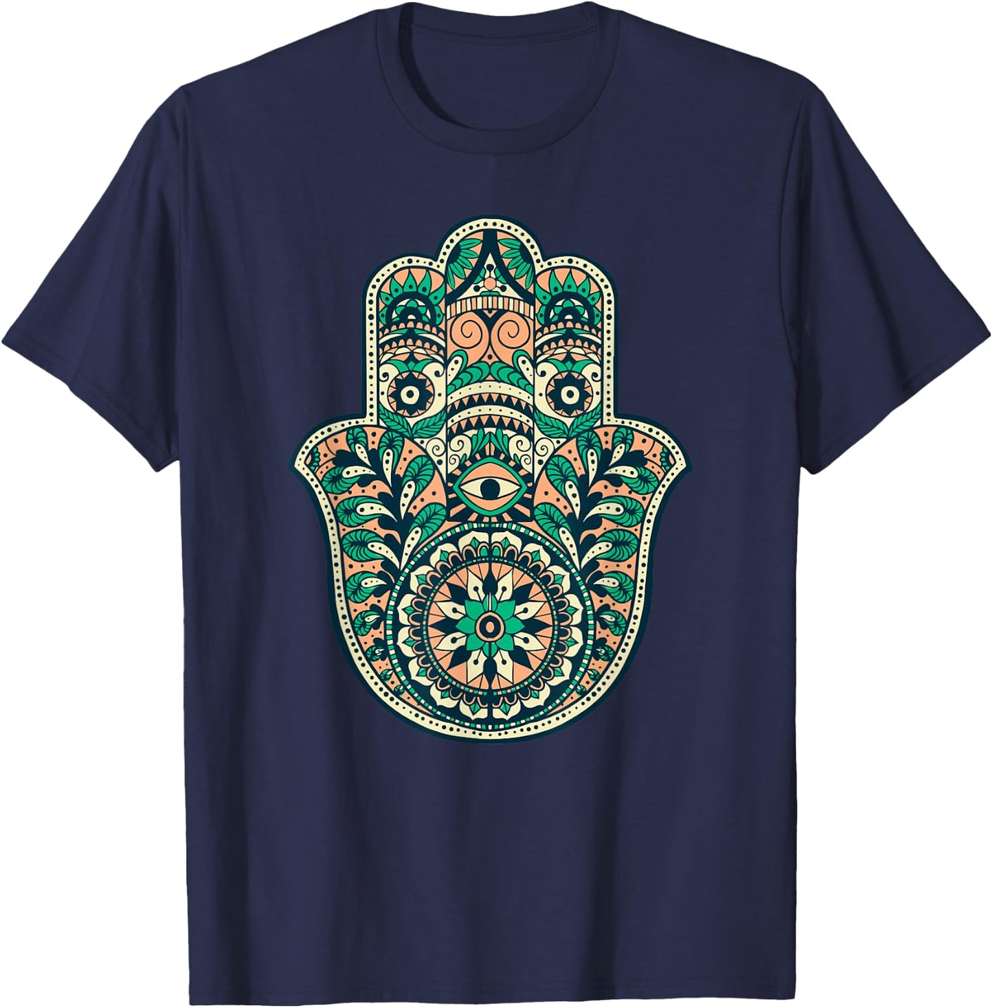 Hamsa Hand Of Fatima Oriental Islamic Symbol Yoga T-Shirt - T-Shirt | Navy